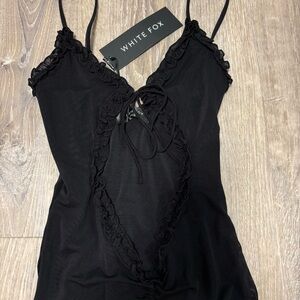 White fox mini dress open front